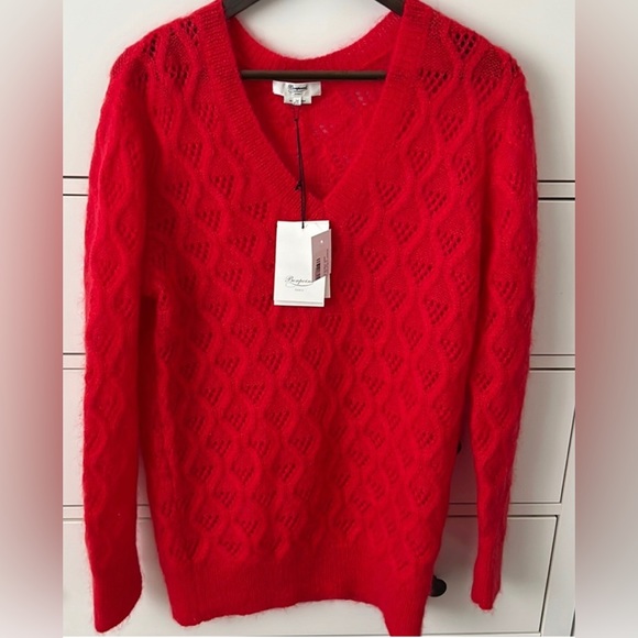 Bonpoint V-Neck Mohair Knit Pullover Red Sweater Size XL - Picture 1 of 10